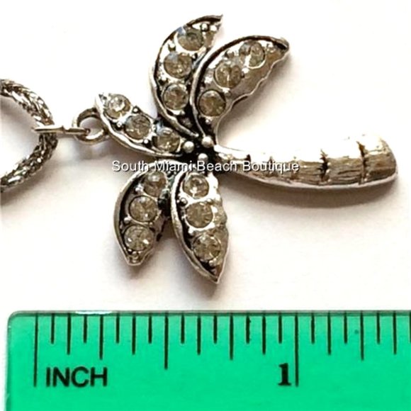 Palm Tree Necklace 24" Crystal Silver Plated BIG Pendant Island Beach Coconut - Picture 9 of 10